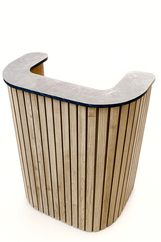 Oak Reception Desk Grey Stone Top