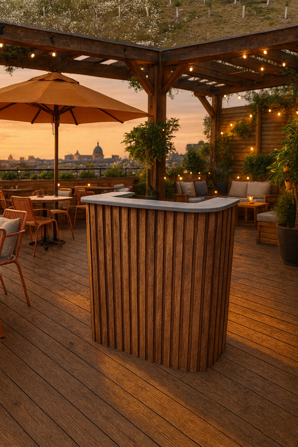 Slatt Reception Desk Rustic Wood Finish