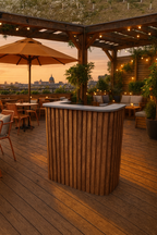 Slatt Reception Desk Rustic Wood Finish