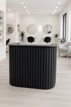 Slatt Reception Desk Black Wood Finish