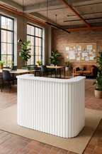Slatt Reception Desk White Wood Finish