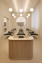 Slatt Reception Desk Light Wood Finish